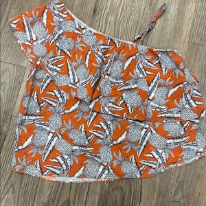 Hayden Orange and Gray Pineapple Print Top